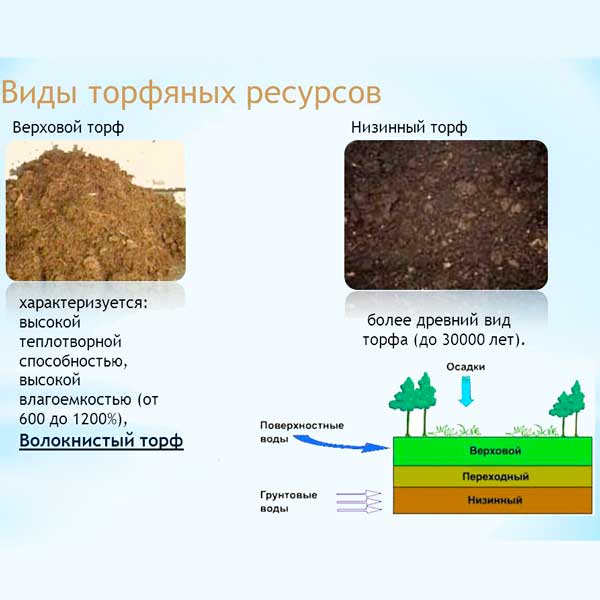 Отличие верхового и низинного торфа в мешках